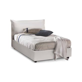 Talamo Italia Dmora - Cama De Plaza Y Media Dlemin, Cama Contenedor Con Tapizado En Ecopiel, 100% Made In Italy, Apertura Frontal, Adecuado Para Colch&oacute;n 120x200 Cm,