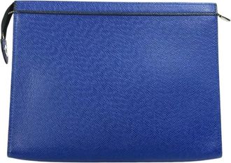 Louis Vuitton Pre-owned Clutches, female, Blue, Size: ONE SIZE Pre-owned Leather Zip Pouch