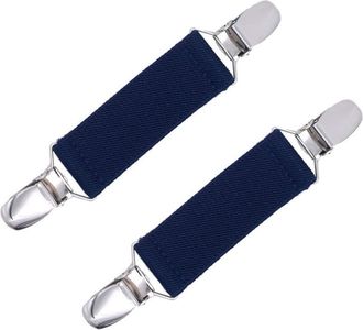 Generic Mens Zip Tie Belt Kids Baby Boy Girl Elastic Mittens Duck-bill Elastic Clips For Kids Wrist Belt for Men (Navy, One Size)