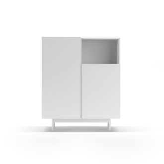 HERDASA Aparador 1 hueco de melamina blanco patas blanco 110x90x34 cm