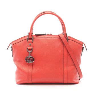 Gucci Red Color Leather Tote Bag (Pre-Owned)