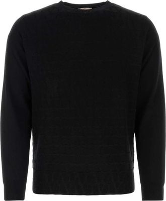 Valentino Garavani Wollen Trui - Heren - Ronde hals truien - Zwart - M - Wol - Truien & Vesten