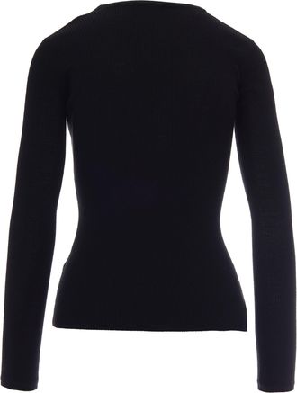 Elisabetta Franchi Womens Ribbed Cardigan Black-Butter Wool Elastane Cardigans Black/butter Sweater