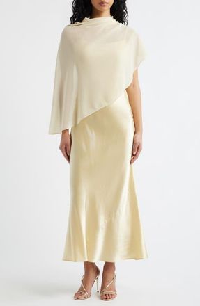 Reformation Lilibeth Cape Silk Maxi Dress in Blonde at Nordstrom, Size Large