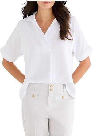 Nic+Zoe Devon Shirt Womens Clothing Paper White : XS, Polyester
