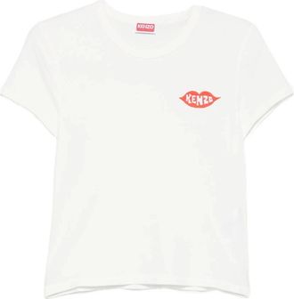 Kenzo Tops, Dames, Wit, M, Katoen, T-shirt met ronde hals