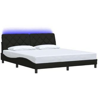 vidaXL Estructura De Cama Con Led Sin Colch&oacute;n Tela Negro 180x200 Cm Vidaxl