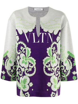 Valentino Garavani VLTN floral-print sweatshirt - women - Modal - M - Purple