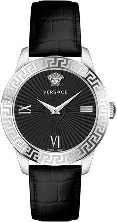 Versace Greca Signature - Dames - Horloges - Zwart - ONE Size - Leer - Accessoires