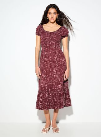 Icone Womens Bustier-style polka-dotted brown dress