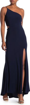 Jump Apparel One-Shoulder Side Cutout Gown in Navy at Nordstrom, Size 11