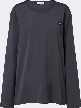 Miu Miu Cotton-blend poplin T-shirt