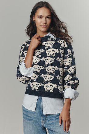 Maeve Crew-Neck Sheep Motif Sweater