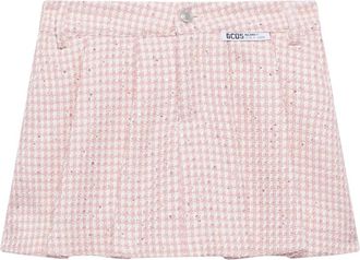 GCDS Tweed Pliss&eacute; Minirok - Dames - Bermuda - Roze - 2XL - Tweed - Korte Broeken