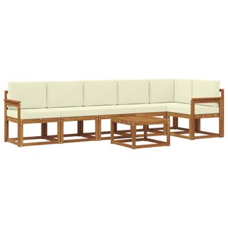 vidaXL Conjunto De Sof&aacute;s De Exterior Con Coj&iacute;n 7 Pcs Natural Y Crema Vidaxl