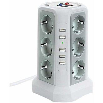 OEM Regleta De Enchufes Con Protecci&oacute;n Contra Sobretensiones, Regleta El&eacute;ctrica Con 5 Puertos Usb Y 12 Tomas De Corriente, Regleta Con 3 Interruptores, Co