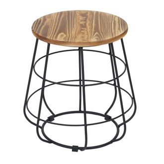 Hhg Hhg - Nunca Usado] Taburete 843, Taburete Almacenamiento, Dise&ntilde;o Industrial Madera Real Mvg &Oslash;35cm