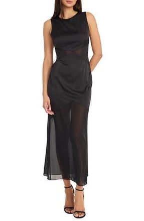 Maggy London Sleeveless Mesh Skirt Maxi Dress in Black at Nordstrom Rack, Size 10