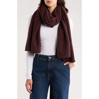 Nordstrom Cashmere Rib Scarf in Burgundy Fudge at Nordstrom Rack
