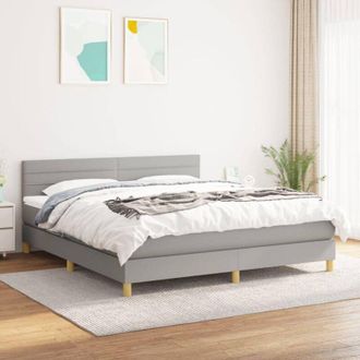 vidaXL Vidaxl - Cama Box Spring Con Colch&oacute;n Tela Gris Claro 160x200 Cm