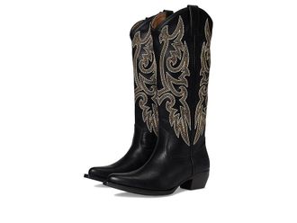 Frye and Co. Irlene Tall Deco Stitch Cowboy Womens Boots Black : 8.5 M, Suede