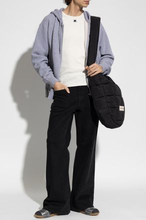 Courr&egrave;ges T-shirt With Embroidered Logo, Mens, Cream