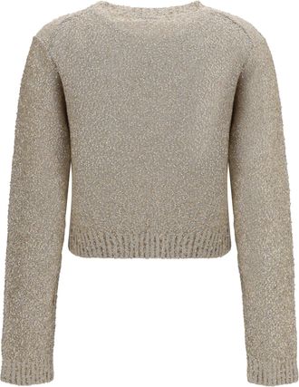 Brunello Cucinelli Womens Long-Sleeve Sequin Sweater Pietra