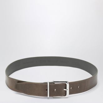 Frankie Shop Sarno belt in smooth olive leather with silver buckle