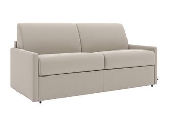 Vente-Unique Sof&aacute; cama italiano 3 plazas de tela CALIFE - Beige - Cama 140 cm - Colch&oacute;n con memoria de forma 22 cm