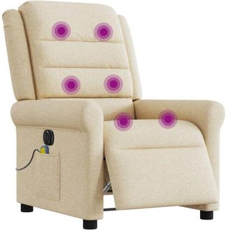 vidaXL Sill&oacute;n Reclinable De Masaje El&eacute;ctrico Tela Color Crema Vidaxl