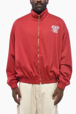 Willy Chavarria Perforated Fabric Track Sweatshirt with Embroidered Logo Willy Chavarria