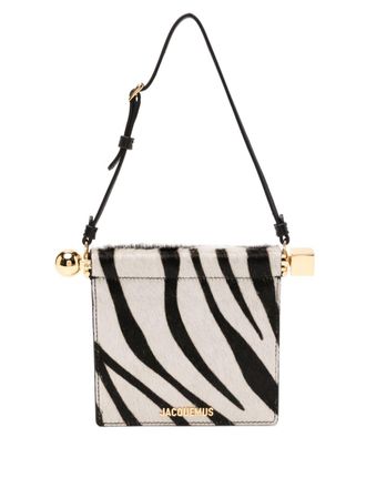 Jacquemus The Rond Carr&eacute; mini bag - women - Cotton/Calf Leather - OS - Black