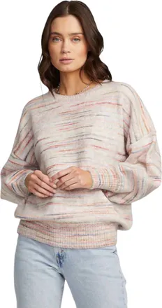 Saltwater Luxe Cheri Stripe Crewneck Sweater In Beige