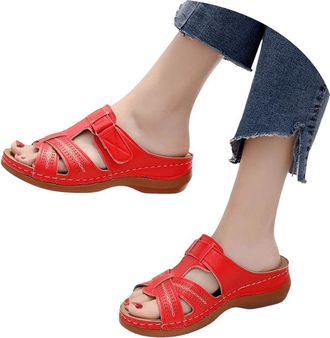 Generic Womens Sandals & Slides Slip on Sandals for Women UK Comfortable Sliders Fashion Non Slip Slippers Orthopedic Arch Support Outdoor Open Toe Wedge Shoe