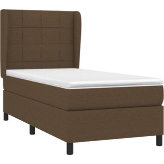 vidaXL Vidaxl - Cama Box Spring Con Colch&oacute;n Tela Marr&oacute;n Oscuro 100x200 Cm
