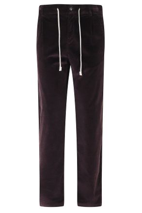 Eleventy Burgundy Jogger Pants with Concealed Closure and Drawstring Details