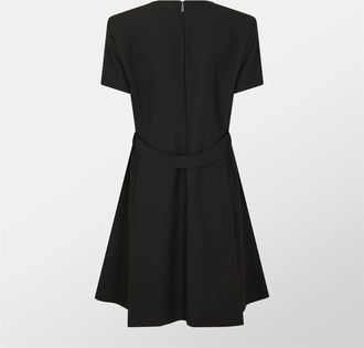 HUGO BOSS Womens Destena Knee Length Wrap Dress in Black - Size 16 UK