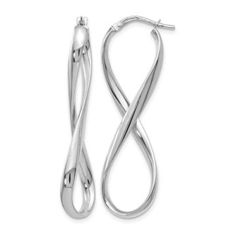Diamond2Deal 14K White Gold Polished Fancy Infinity Hoop Earrings