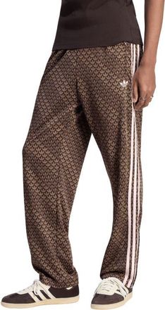 adidas Monogram Firebird Recycled Polyester Track Pants in Coffee/Earth /Sandy Pink at Nordstrom, Size Large R