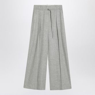 Brunello Cucinelli Brunello Cucinelli Wide Grey Trousers In Wool And Cashmere