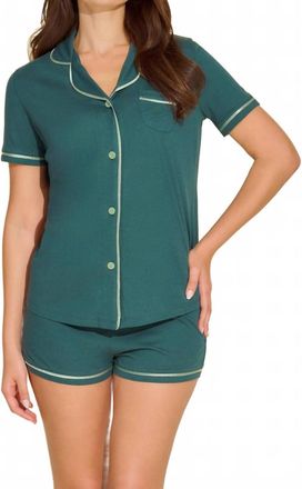 Cosabella Short Sleeve Top Boxer Pajama Set In Schnapps/verde