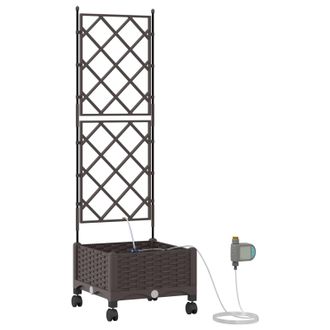 vidaXL Maceta De Jard&iacute;n Con Riego Y Ruedas Marr&oacute;n 40 X 40 X 132 Cm Pp Vidaxl