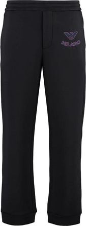 Emporio Armani Geborduurde joggingbroek met verstelbare taille - Heren - Sweatpants - Zwart - XL - Broeken
