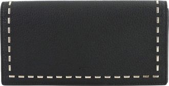 Fendi Black Leather Long Wallet (Bi-Fold) (Pre-Owned)
