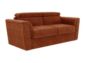 Vente-Unique Divano Letto 3 Posti Express In Tessuto Testurizzato Terracotta Rete A Doghe Larghe 140 Cm Materasso 22 Cm Memory Foam - Rizora