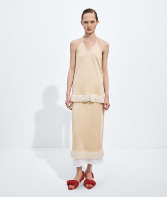 Bottega Veneta Silk Double Knit Skirt - Beige - Woman - XS