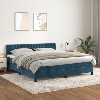 vidaXL Vidaxl - Cama Box Spring Con Colch&oacute;n Terciopelo Azul Oscuro 180x200 Cm