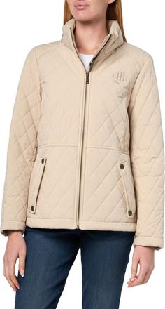 Tommy Hilfiger womens Brass Hardware Transitional Barn Jacket Quilted Coat, Chino, L