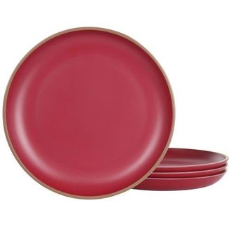 Gibson Home Rockabye 4 Piece Melamine Dinner Plate Set in Dark Pink at Nordstrom