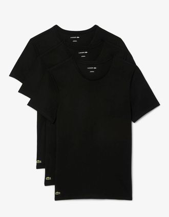 Lacoste Mens Lacoste Mens 3-Pack Plain Mens T-Shirts - Black 031 - Size: 42